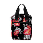 Rose And Heart Pattern Print Bible Tote Bag