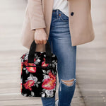 Rose And Heart Pattern Print Bible Tote Bag