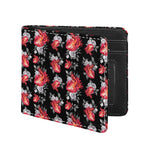 Rose And Heart Pattern Print Bifold Wallet