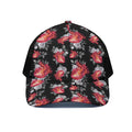 Rose And Heart Pattern Print Black Mesh Trucker Hat