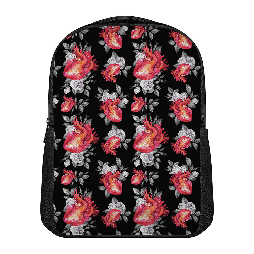 Rose And Heart Pattern Print Casual Backpack