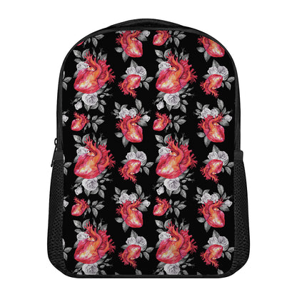 Rose And Heart Pattern Print Casual Backpack
