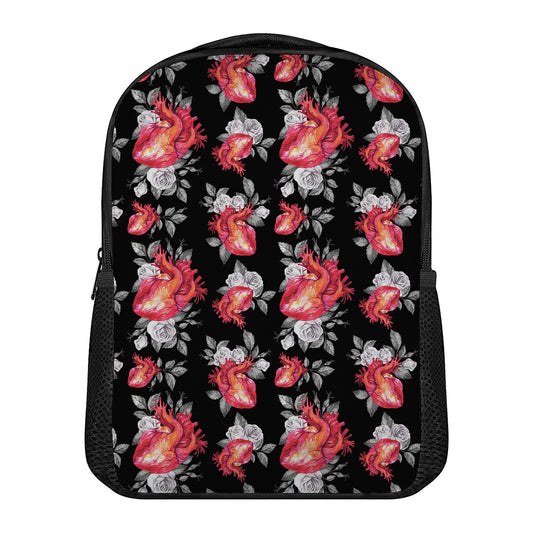 Rose And Heart Pattern Print Casual Backpack