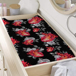 Rose And Heart Pattern Print Changing Pad Cover
