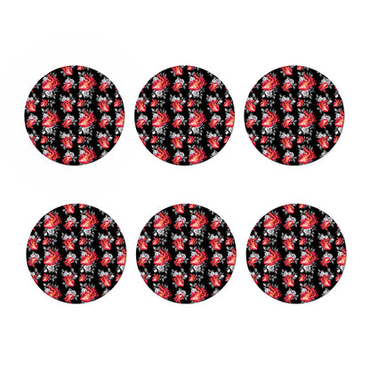 Rose And Heart Pattern Print Coaster Set