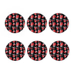 Rose And Heart Pattern Print Coaster Set