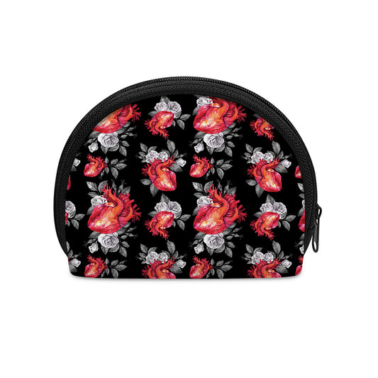 Rose And Heart Pattern Print Coin Purse