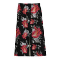 Rose And Heart Pattern Print Cotton Front Slit Maxi Skirt