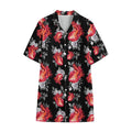 Rose And Heart Pattern Print Cotton Hawaiian Shirt