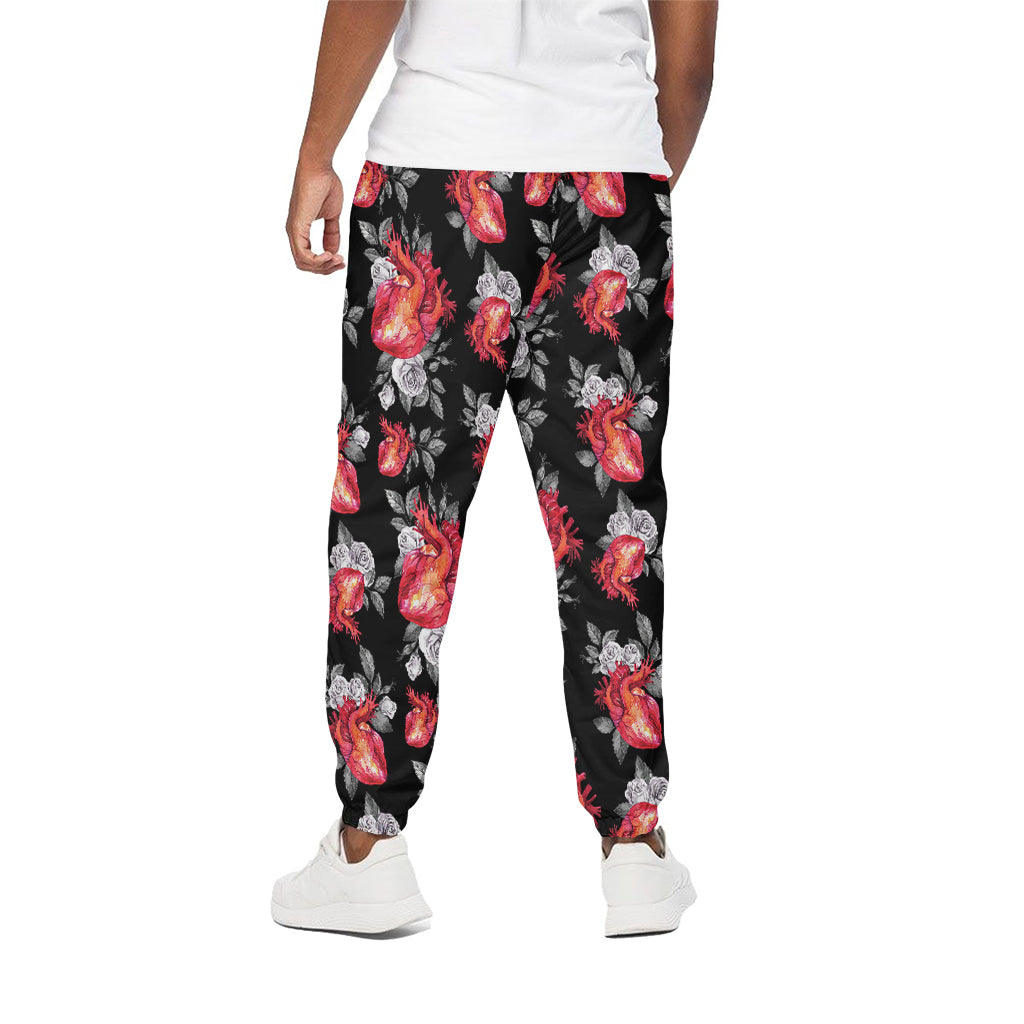 Rose And Heart Pattern Print Cotton Pants