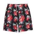 Rose And Heart Pattern Print Cotton Shorts