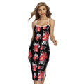 Rose And Heart Pattern Print Cross Back Cami Dress