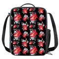 Rose And Heart Pattern Print Crossbody Lunch Bag