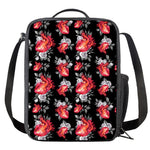 Rose And Heart Pattern Print Crossbody Lunch Bag