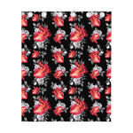 Rose And Heart Pattern Print Curtain