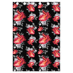 Rose And Heart Pattern Print Curtain