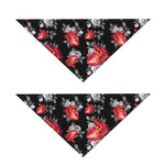 Rose And Heart Pattern Print Dog Bandana