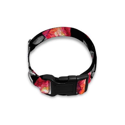 Rose And Heart Pattern Print Dog Collar