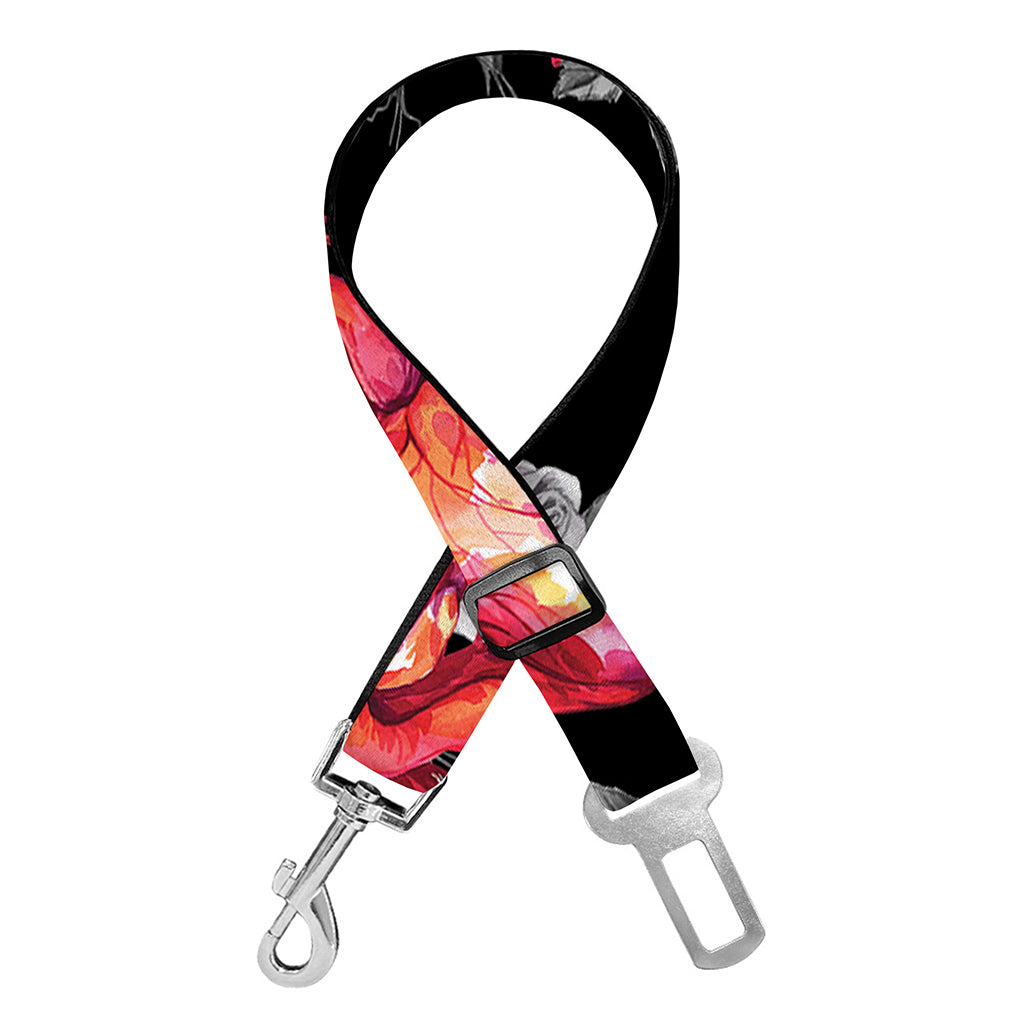 Rose And Heart Pattern Print Dog Seat Belt