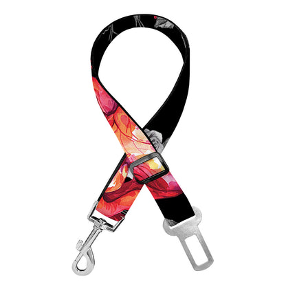 Rose And Heart Pattern Print Dog Seat Belt