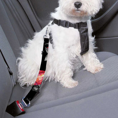 Rose And Heart Pattern Print Dog Seat Belt