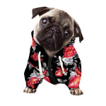 Rose And Heart Pattern Print Dog Zip Up Hoodie