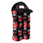 Rose And Heart Pattern Print Double Neoprene Wine Tote