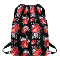 Rose And Heart Pattern Print Drawstring Backpack