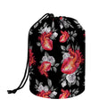 Rose And Heart Pattern Print Drawstring Makeup Bag