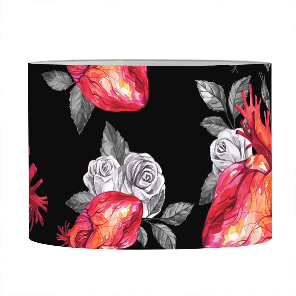 Rose And Heart Pattern Print Drum Lamp Shade