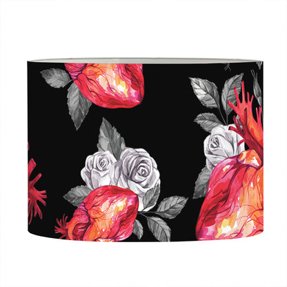 Rose And Heart Pattern Print Drum Lamp Shade
