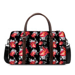 Rose And Heart Pattern Print Duffle Bag
