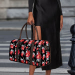 Rose And Heart Pattern Print Duffle Bag