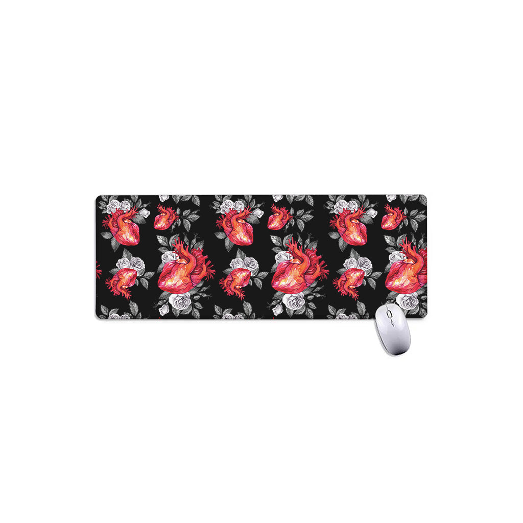 Rose And Heart Pattern Print Extended Mouse Pad