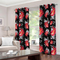 Rose And Heart Pattern Print Extra Wide Grommet Curtains