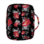 Rose And Heart Pattern Print Front Pocket Bible Bag