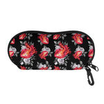 Rose And Heart Pattern Print Glasses Case