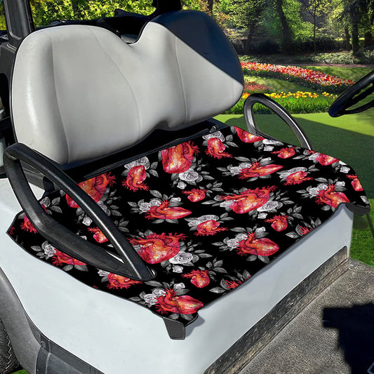 Rose And Heart Pattern Print Golf Cart Seat Cover