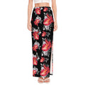 Rose And Heart Pattern Print High Slit Maxi Skirt