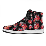 Rose And Heart Pattern Print High Top Leather Sneakers