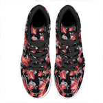 Rose And Heart Pattern Print High Top Leather Sneakers