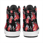 Rose And Heart Pattern Print High Top Leather Sneakers