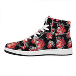Rose And Heart Pattern Print High Top Leather Sneakers