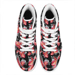 Rose And Heart Pattern Print High Top Leather Sneakers
