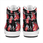 Rose And Heart Pattern Print High Top Leather Sneakers