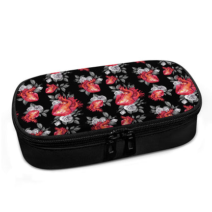 Rose And Heart Pattern Print Insulin Cooler Travel Case