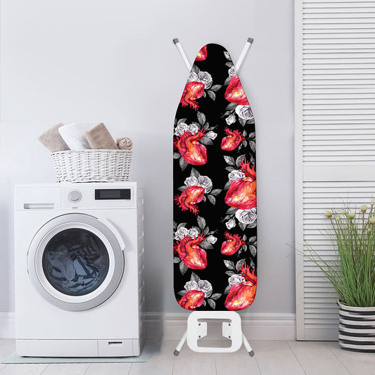 Rose And Heart Pattern Print Ironing Board Cover
