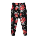 Rose And Heart Pattern Print Jogger Pants