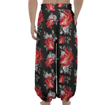 Rose And Heart Pattern Print Lantern Pants
