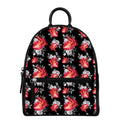 Rose And Heart Pattern Print Leather Backpack